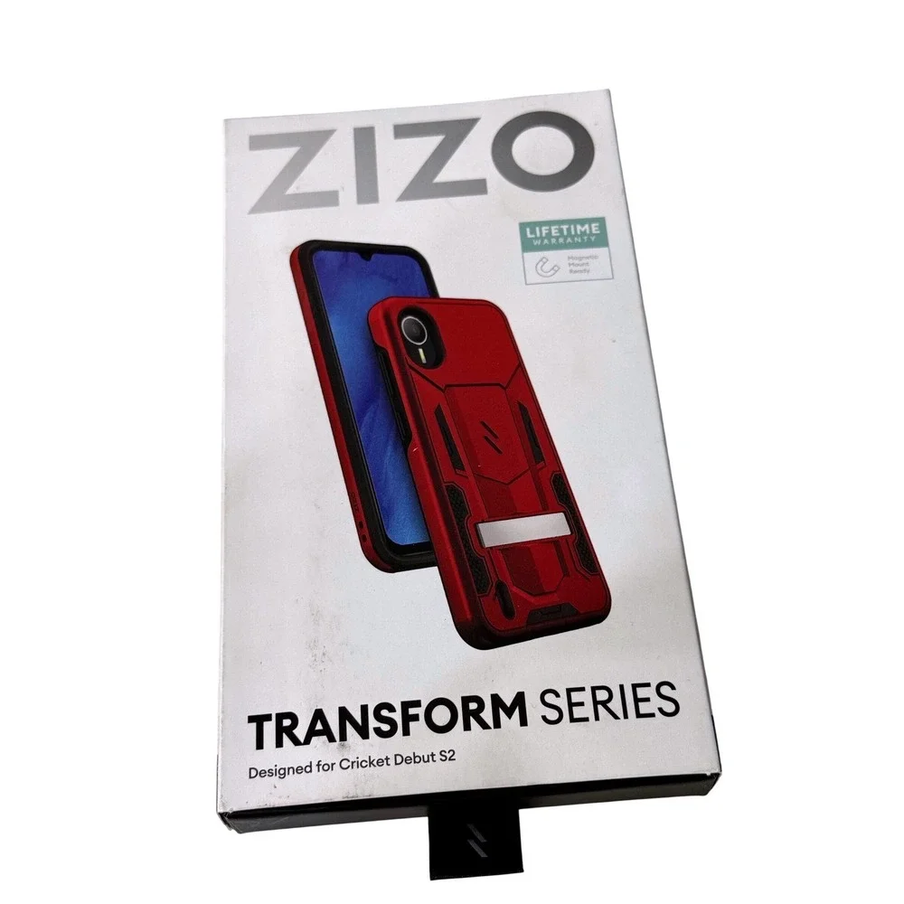 Zizo Transform Series Case for Cricket Debut S2 Red Black Rugged Kickstand New